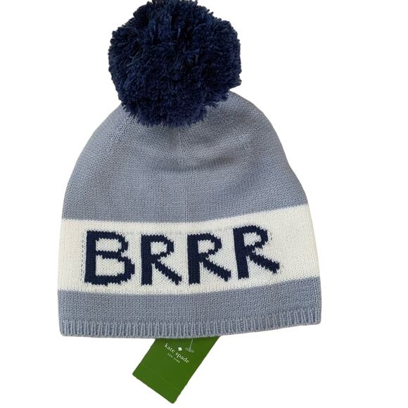 kate spade Accessories - Kate Spade Light Blue Brrrr Pom Beanie NWT One Size
